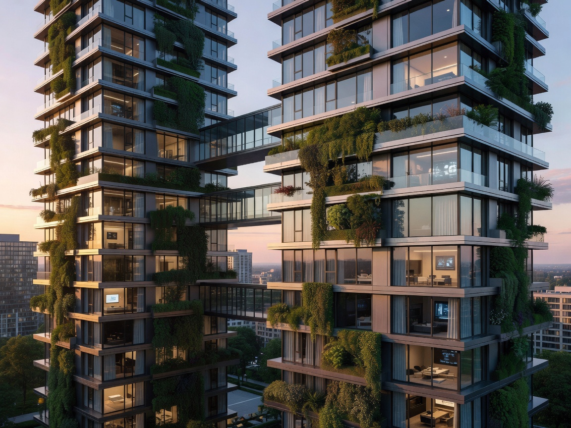 Modern urban smart homes and vertical living spaces