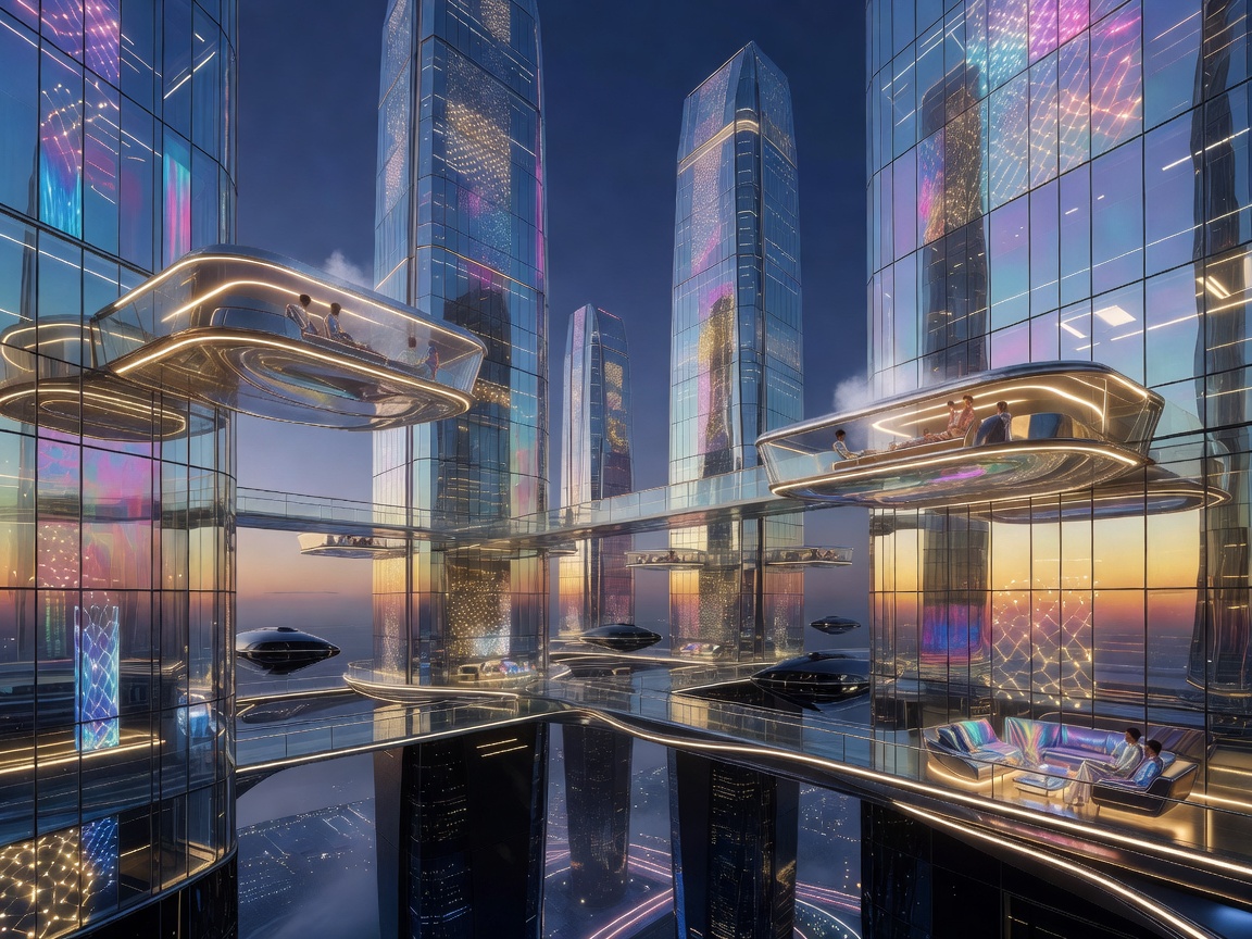 Luxury futuristic glass towers and sky lounges in the Skyline District